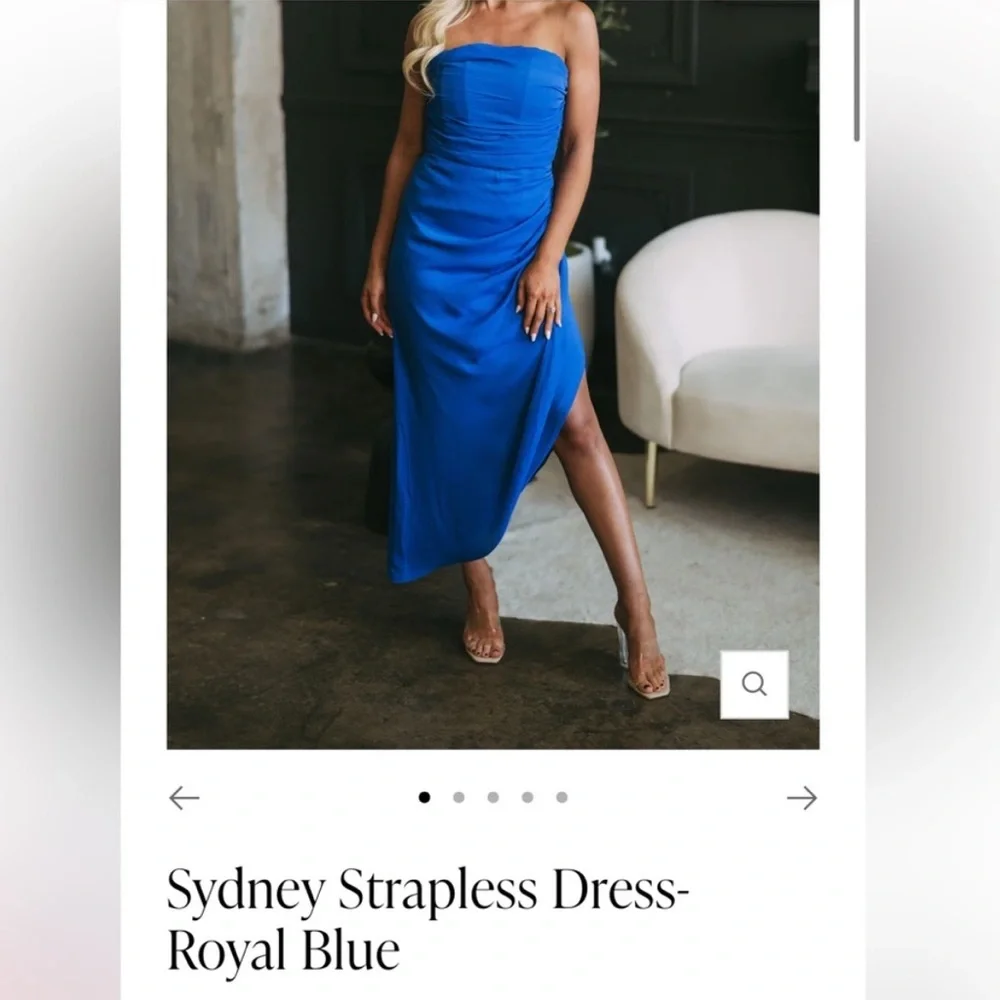 Strapless Blue Midi Dress - Picture 5 of 6